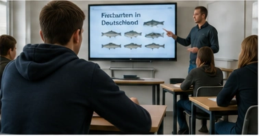 Vorbereitungskurs zur Fischereiprüfung mit Fischarten an Tafel