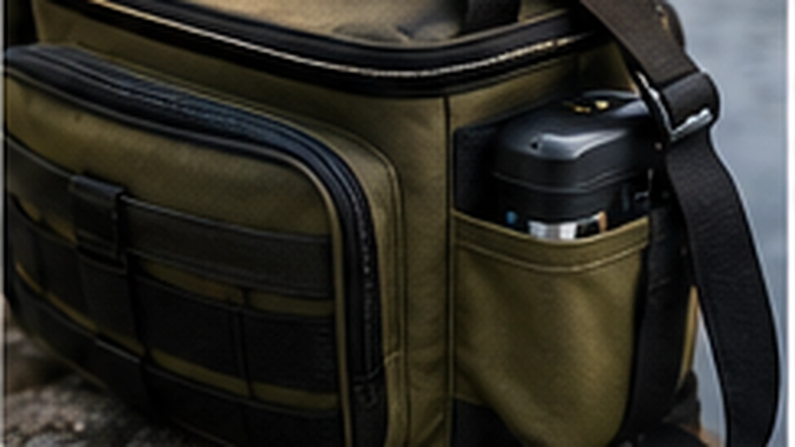 Kompakte Angeltasche mit Werkzeugen und Zubehör