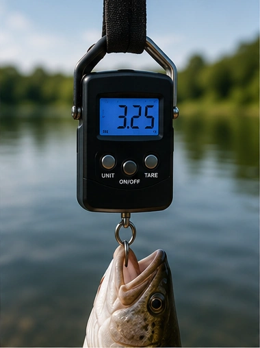 Digitale Fischwaage am See